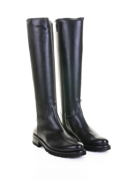 Black Knee-High Boot in Black Nappa Leather 2