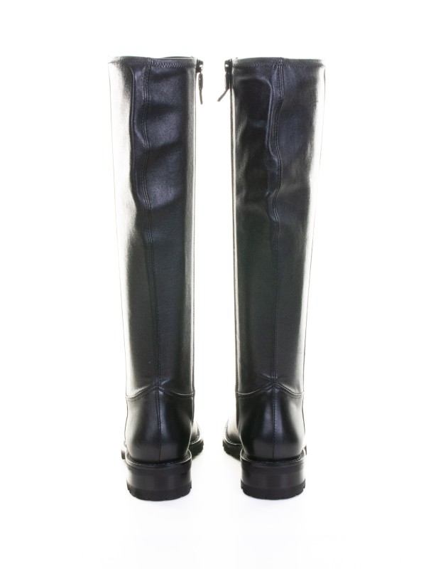 Black Knee-High Boot in Black Nappa Leather