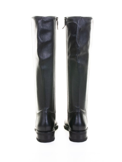 Black Knee-High Boot in Black Nappa Leather