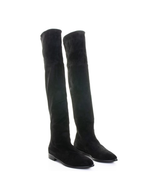 Stivale alto nero stretch in velluto 2