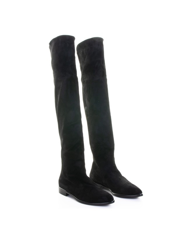 Stivale alto nero stretch in velluto