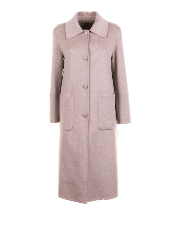 Cappotto lungo fango con bottoni e tasche