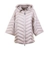 Piumino a poncho trapuntato con zip e cappuccio