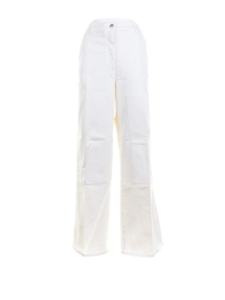 Pantalone donna bianco a vita alta