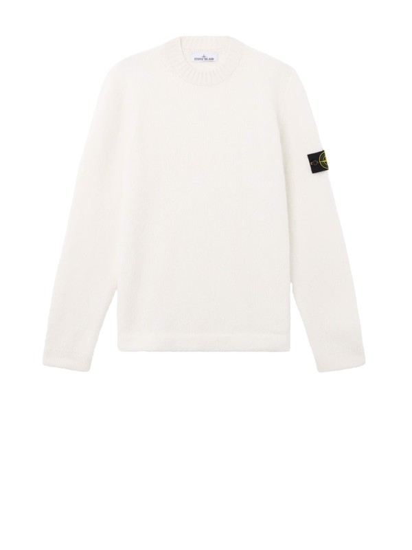 Maglia girocollo bianca con patch logo Maglia girocollo bianca con patch logo