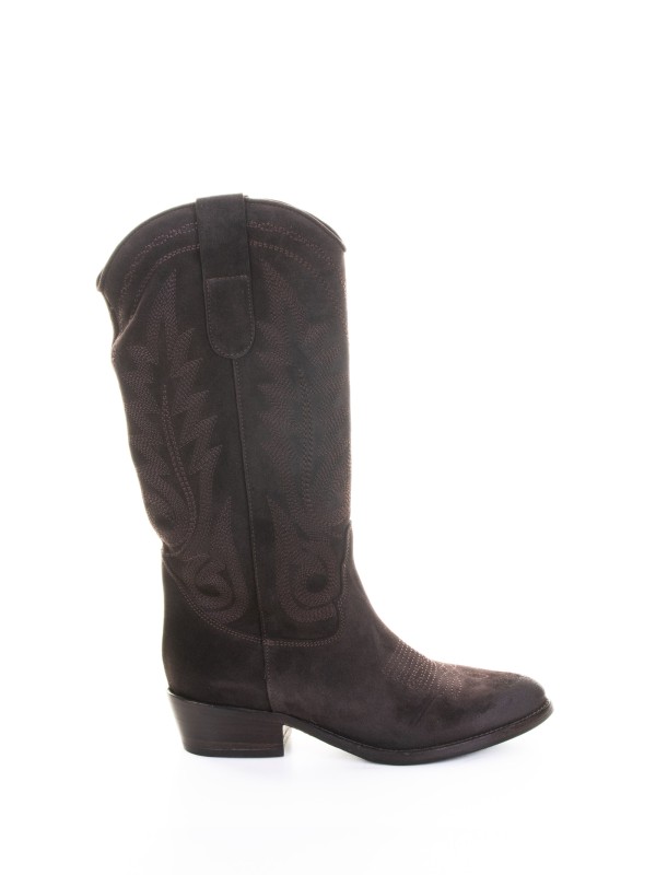 Stivale texano testa di moro in suede