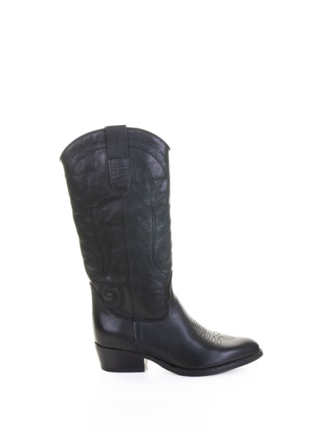 Stivale texano nero in pelle