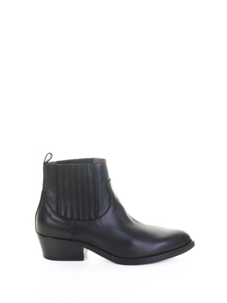Black Leather Texan Ankle Boot