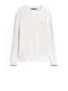 Maglia avorio con polsini con righe bicolore