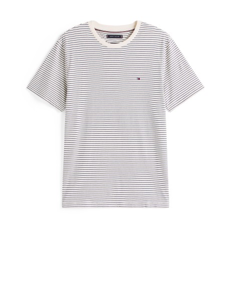 T-Shirt a righe avorio blu con logo