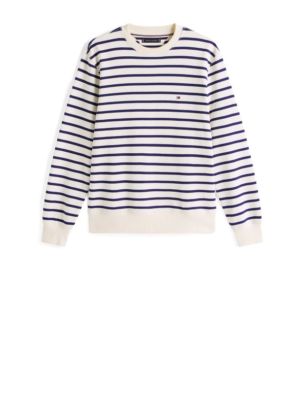 Maglia a maniche lunghe a righe blu e avorio