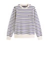 Maglia a maniche lunghe a righe blu e avorio