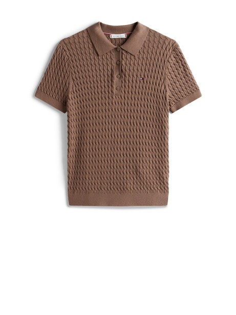 Polo tramata color cioccolato.