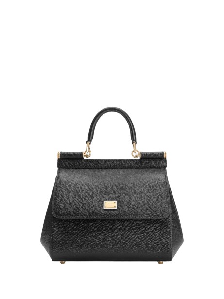 Borsa a mano in pelle di vitello nero