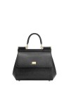 Borsa a mano in pelle di vitello nero