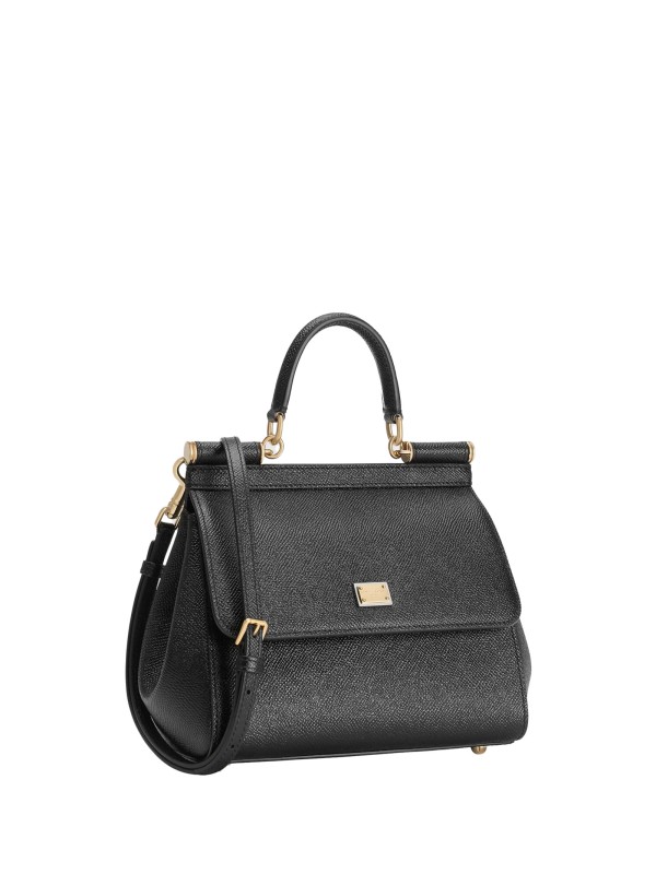 Borsa a mano in pelle di vitello nero