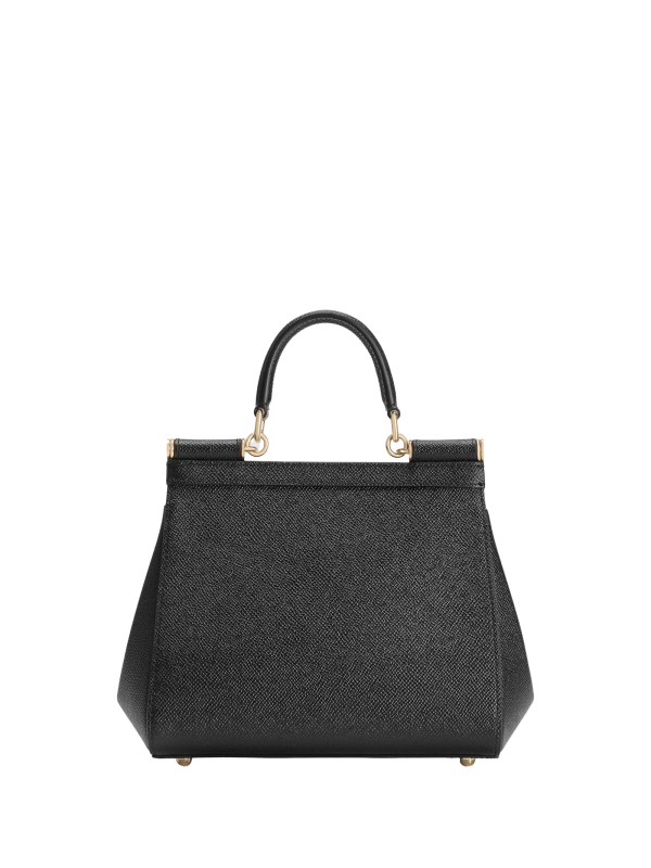 Borsa a mano in pelle di vitello nero