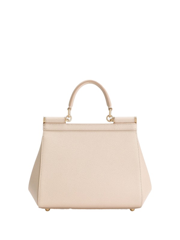 Borsa a mano in pelle di vitello beige