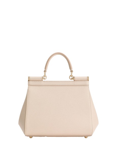 Borsa a mano in pelle di vitello beige