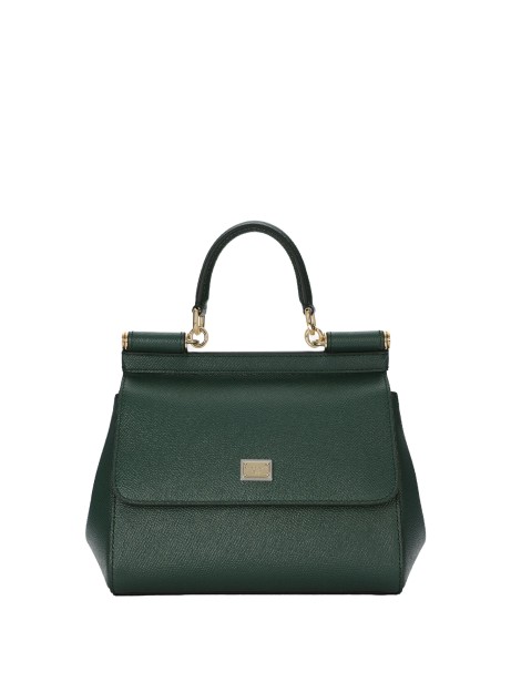 Borsa a mano in pelle di vitello verde