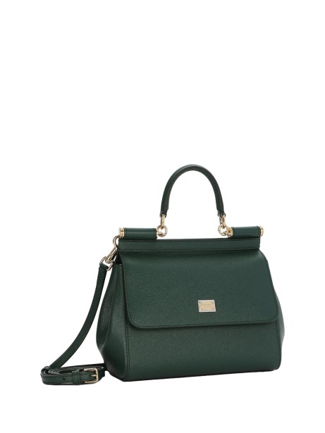 Borsa a mano in pelle di vitello verde 2