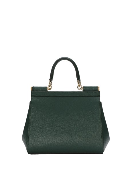 Borsa a mano in pelle di vitello verde