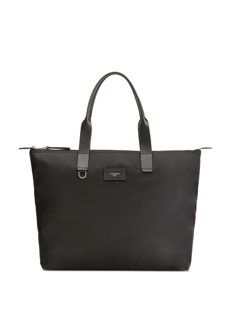 Black calfskin shopping bag