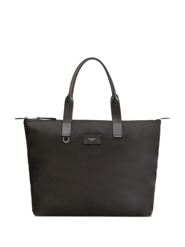 Black calfskin shopping bag