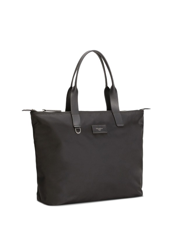Black calfskin shopping bag