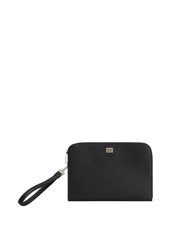 Pochette in pelle di vitello nero Pochette in pelle di vitello nero