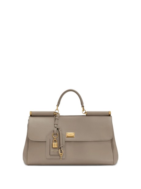 Borsa a mano in pelle di vitello beige
