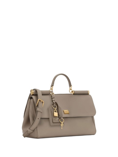 Borsa a mano in pelle di vitello beige 2