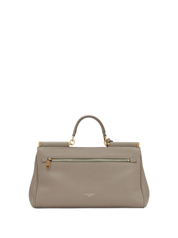 Borsa a mano in pelle di vitello beige