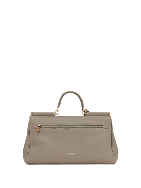 Borsa a mano in pelle di vitello beige