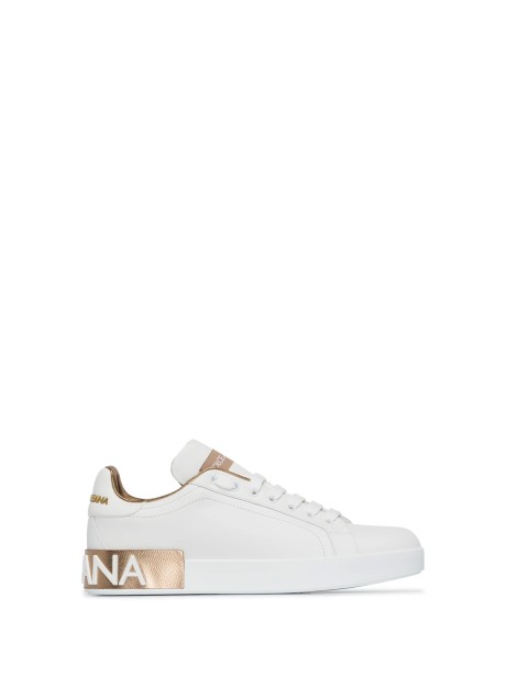 Sneakers in pelle di vitello oro