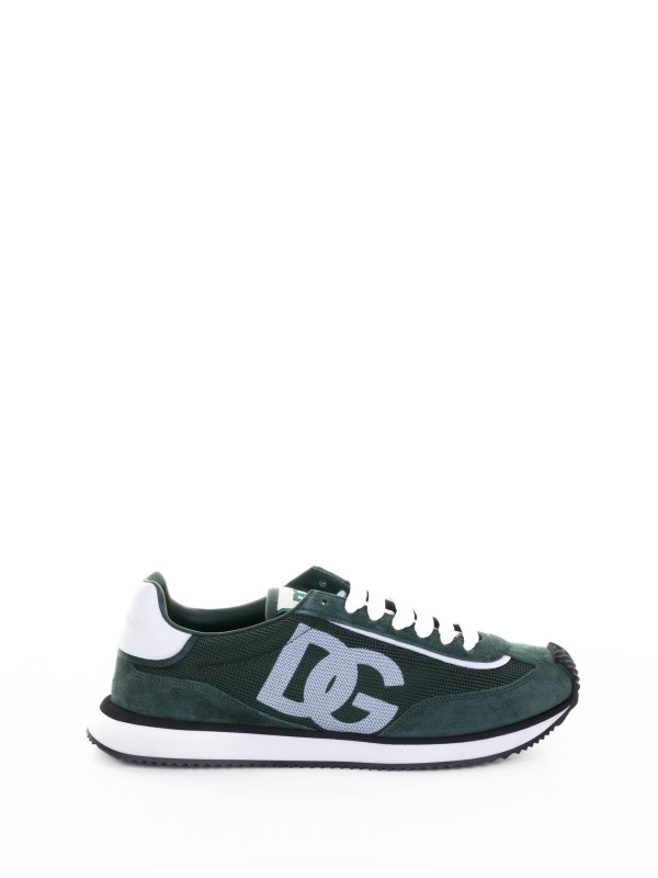 Sneaker in mix materiali bianco e verde