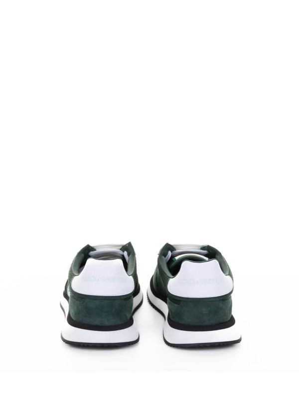 Sneaker in mix materiali bianco e verde