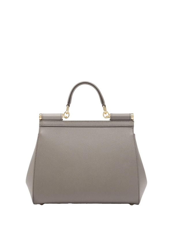 Borsa a mano in pelle di vitello grigio