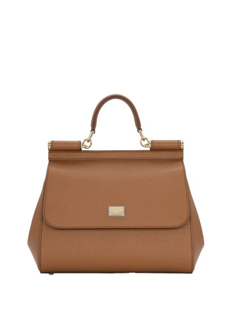 Borsa a mano in pelle di vitello marrone