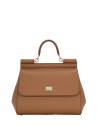 Borsa a mano in pelle di vitello marrone