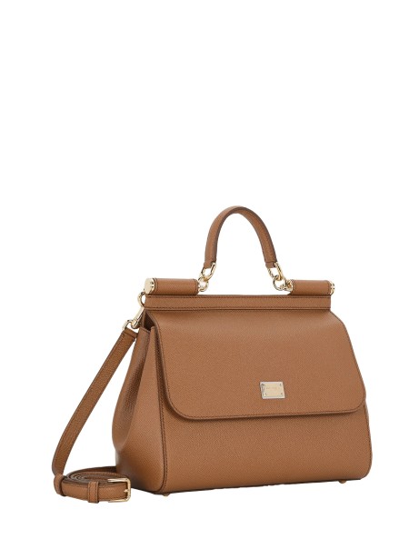 Borsa a mano in pelle di vitello marrone 2