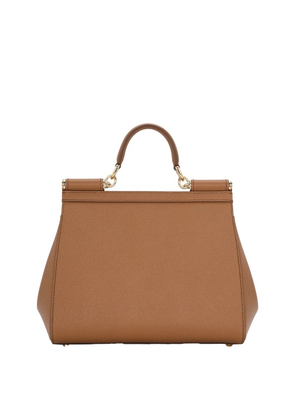 Borsa a mano in pelle di vitello marrone