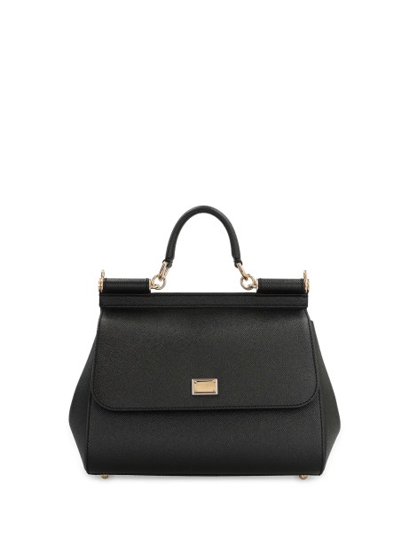 Borsa a mano in pelle di vitello nero
