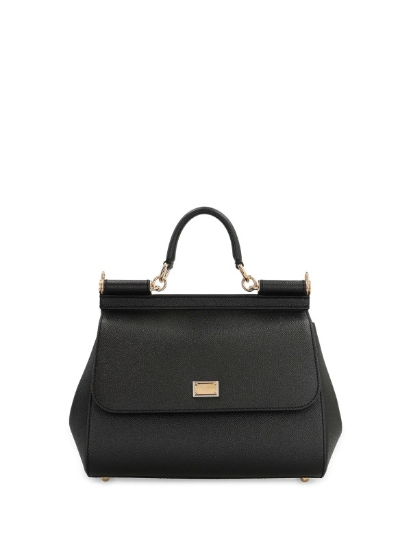 Borsa a mano in pelle di vitello nero Borsa a mano in pelle di vitello nero