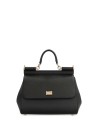 Borsa a mano in pelle di vitello nero