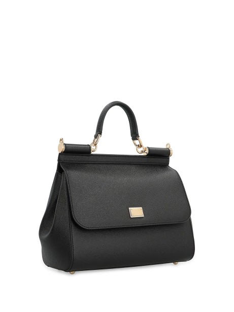 Borsa a mano in pelle di vitello nero 2