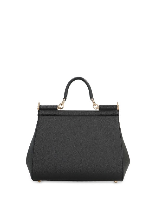 Borsa a mano in pelle di vitello nero