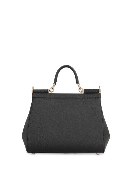 Borsa a mano in pelle di vitello nero