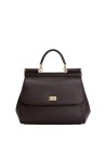 Borsa a mano in pelle di vitello marrone