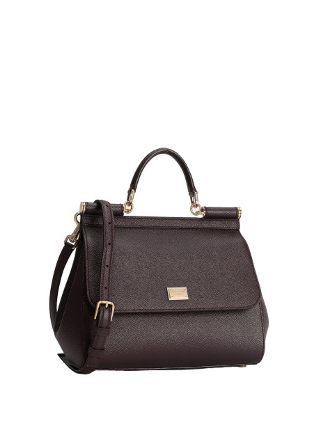 Borsa a mano in pelle di vitello marrone